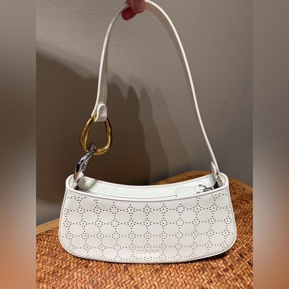 STAUD Handbags - STAUD Ollie White Perforated Shoulder Bag
